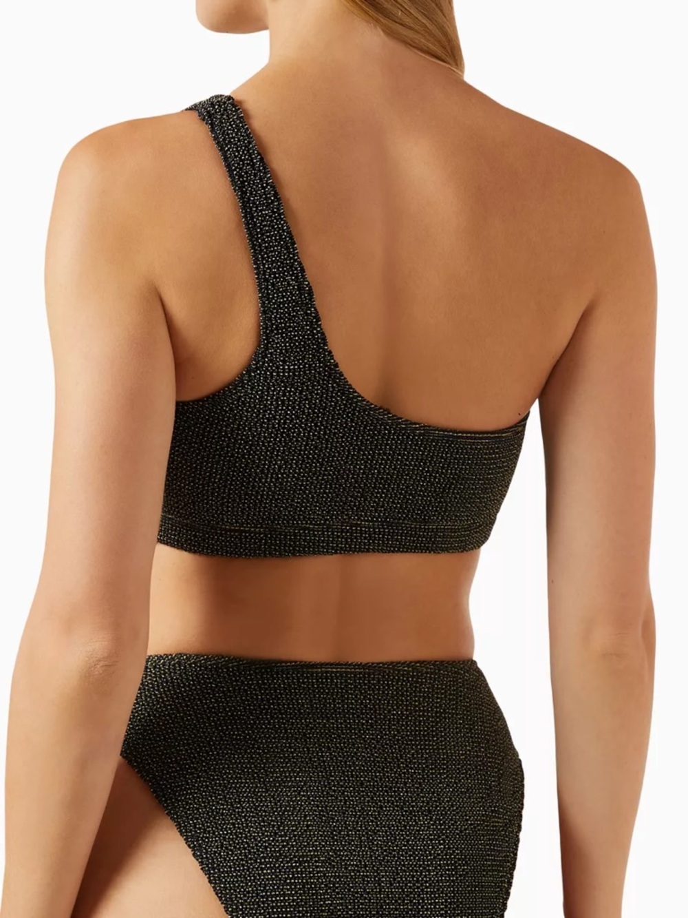 Good American One-Shoulder Black Textured Bikini XS/S - Picture 3 of 6